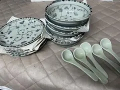 花柄陶器皿とボウルセット