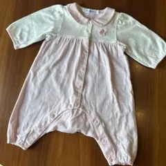 familiarファミリア 春物 襟付き 長袖ロンパースピンク 白 60