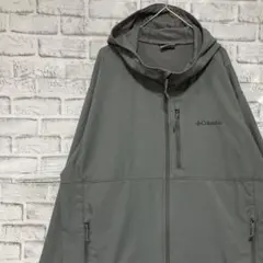 コロンビア　ソフトシェルジャケット！　グレー2XL ロゴ刺繍アウトドア0224