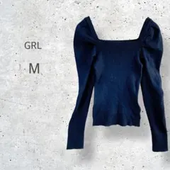 【GRL】　パワーショルダー　スクエアネック　リブニット　Y2K 平成ギャル