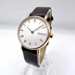 SKAGEN スカーゲン　SKW2760 白　革ベルト×SS 電池交換済　稼働品のサムネイル