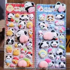 333ぷっくり肉球シールドロップ3D立体 ボンボンおしりパンダシール2枚