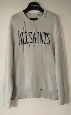 ALL SAINTS 20-21aw ロゴ ダメージ加工 オーバーサイズ ニット