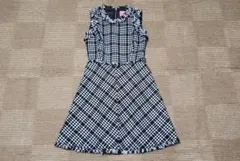 新品送料無料US0号ケイトスペード花柄チェック柄ツイードワンピース襟元ジュエル