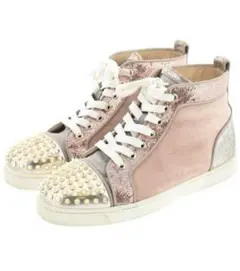 クリスチャンルブタン　スタッズ付き　ピンク　ハイカットスニーカー