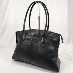 美品　TOD'S　トートバッグ　ハンドバッグ　レザー　肩掛け　ロゴ刻印　黒