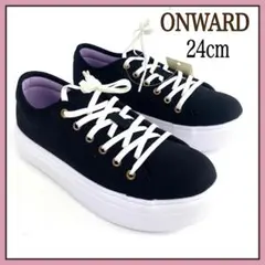 ONWARD シンプル 厚底 軽量 スニーカー ブラック 24cm 黒 新品 靴