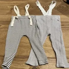バースデイ　コトリ ボーダー柄サスペンダーレギンス2点セット