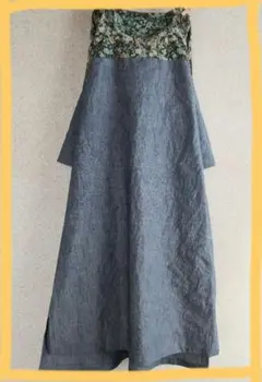 花柄デニムマキシドレス　チュニック