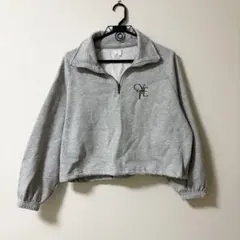 ラコレ LACOLE ハーフジップ クロップドスウェット グレー 裏起毛