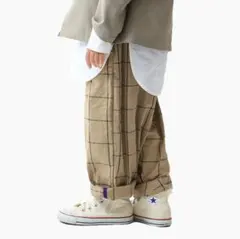 ファブリックレポート　ダーツワイドキッチンパンツ　チェック　パンツ　120のサムネイル