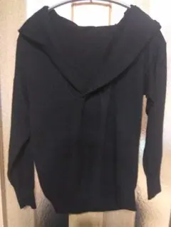 フード付き ブラックニットセーター Sサイズ