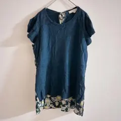 美品✨ LOFT ロフト 切替コンビニット ペイズリー柄 ボタニカル柄 【M】