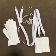 婚礼 新郎 小物 5点セット サスペンダー 手袋 チーフ アームバンド カフス