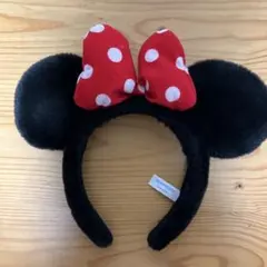 ミニーマウス カチューシャ 黒 赤 水玉