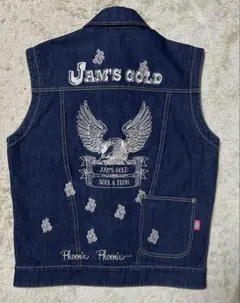 JAMS GOLDジャムズゴールド　デニムベスト　刺繍　Lサイズ　激レア