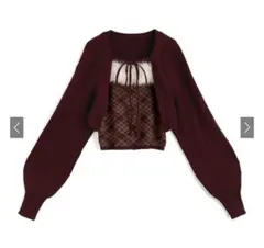 GRL アーガイル柄ファーキャミソール×ボレロニットアンサンブル[an1840]