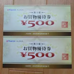 ヤマダ電機 お買物優待券 500円×2枚
