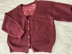 ワインレッド ボルドー　ニットカーディガン レースバック