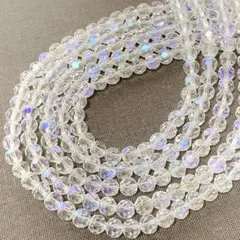 bk360/new!ガラスビーズ◇ミラーボールカット オーロラクリア 5連