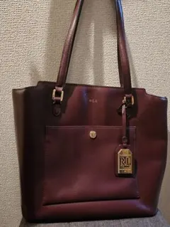 Ralph Lauren ラルフローレン レザートートバッグ 赤 ボルドー