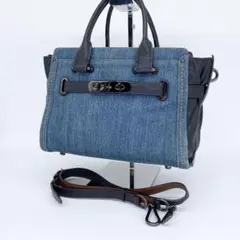 極美品】コーチ 2way ショルダー スワッガー パッチワーク デニム 