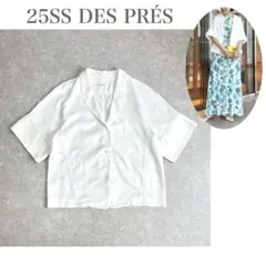 美品✨DES PRÉS 定価4.2万 ソフトサテン ハーフスリーブジャケット 白のサムネイル