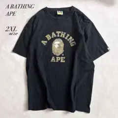 ⭐︎A BATHING APE ブラック Tシャツ　迷彩ロゴ　2XL 大きめ