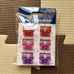 ディズニー　ミニーリボンヘアクリップ6個セット