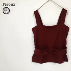 【美品】Feroux　フェルゥ　キャミソール　リボン　えんじ色　ワインレッド　Mのサムネイル