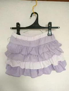 美品 メゾピアノ130cm 紫色フリルキュロットスカート
