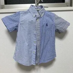 Ralph Lauren 半袖シャツ 青と白ストライプ　24M