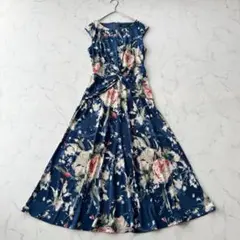 ✨美品✨パラスパレス 山藤柄 Aライン ロングワンピース 水彩 花柄 