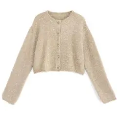 GRL ラメシャギーニット ショート丈カーディガン