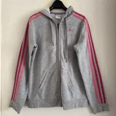adidas グレー パーカー　フード　ピンクのサムネイル
