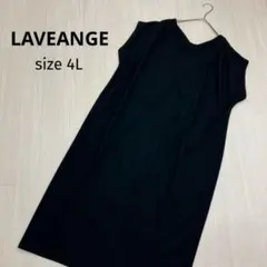 LAVEANGE Vネック ギャザー フレンチスリーブ ワンピース 4L