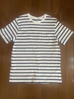 GU ボーダー Tシャツ 半袖 ホワイト/ブラック Lサイズ