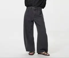 ユニクロ バギーカーブジーンズ 丈短め 08 DARK GRAY 22