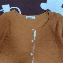 Samansa Mos2　ウール混合レース付き クルーネックカーディガン　難あり