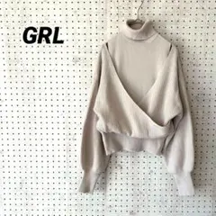 GRL グレイル 2WAYレイヤード風 タートルネックニット ベージュ フリー