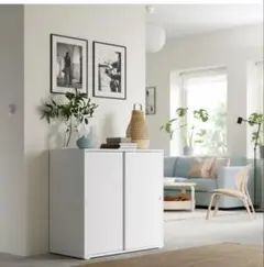 IKEA MILSBO ガラス扉キャビネット ホワイト - メルカリ