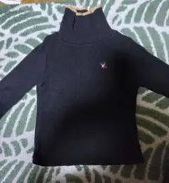 黒リブ編みセーター ボーダー襟　ダブルビー