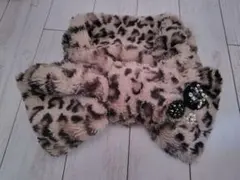 ANNA SUI リボン ファーマフラー レオパード