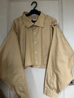 ベージュ クロップドシャツ バルーンスリーブ
