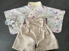 花柄着物風ベビー服 袴 50-70サイズ