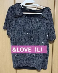 &LOVEアンドラブ　半袖　薄手　ハート　トップス　ブラック　L