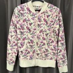 GU ジップアップトレーナー.花柄.ベージュ.サイズ150