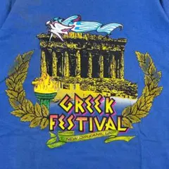 1549 Hanes ギリシャフェス Tシャツ XL ブルー シングルステッチ