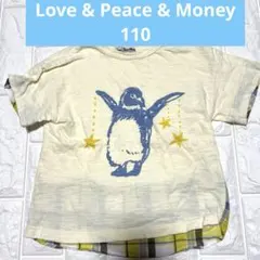 Love & Peace & Money 薄黄色　ペンギン　半袖Tシャツのサムネイル