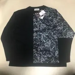 【NIDO】新品 クレイジーパターン ロングTシャツ ロンT L 黒 バイカラーのサムネイル